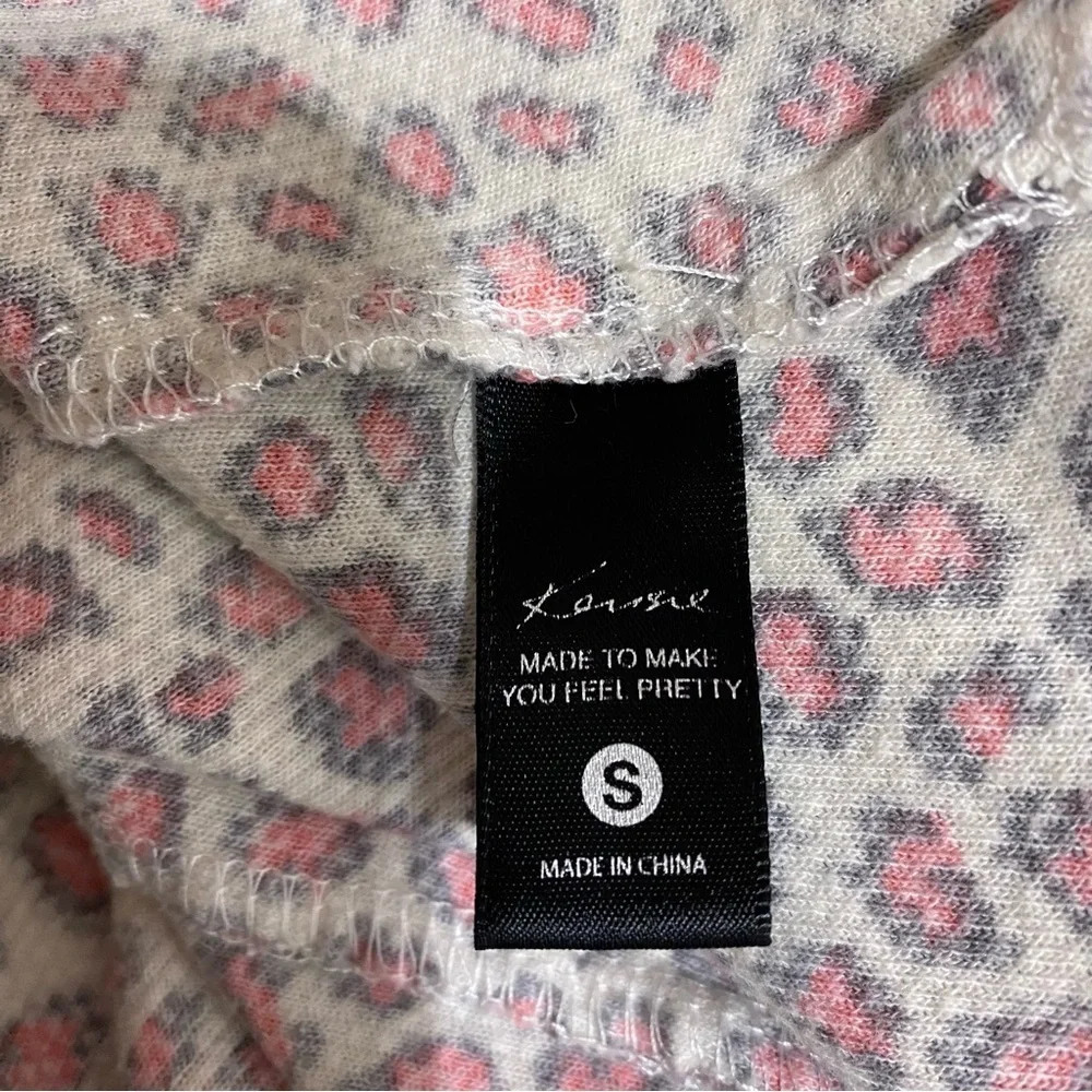 Kensie I Only Sleep in Pretty Pink Animal Print Thermal Hoodie Night Dress